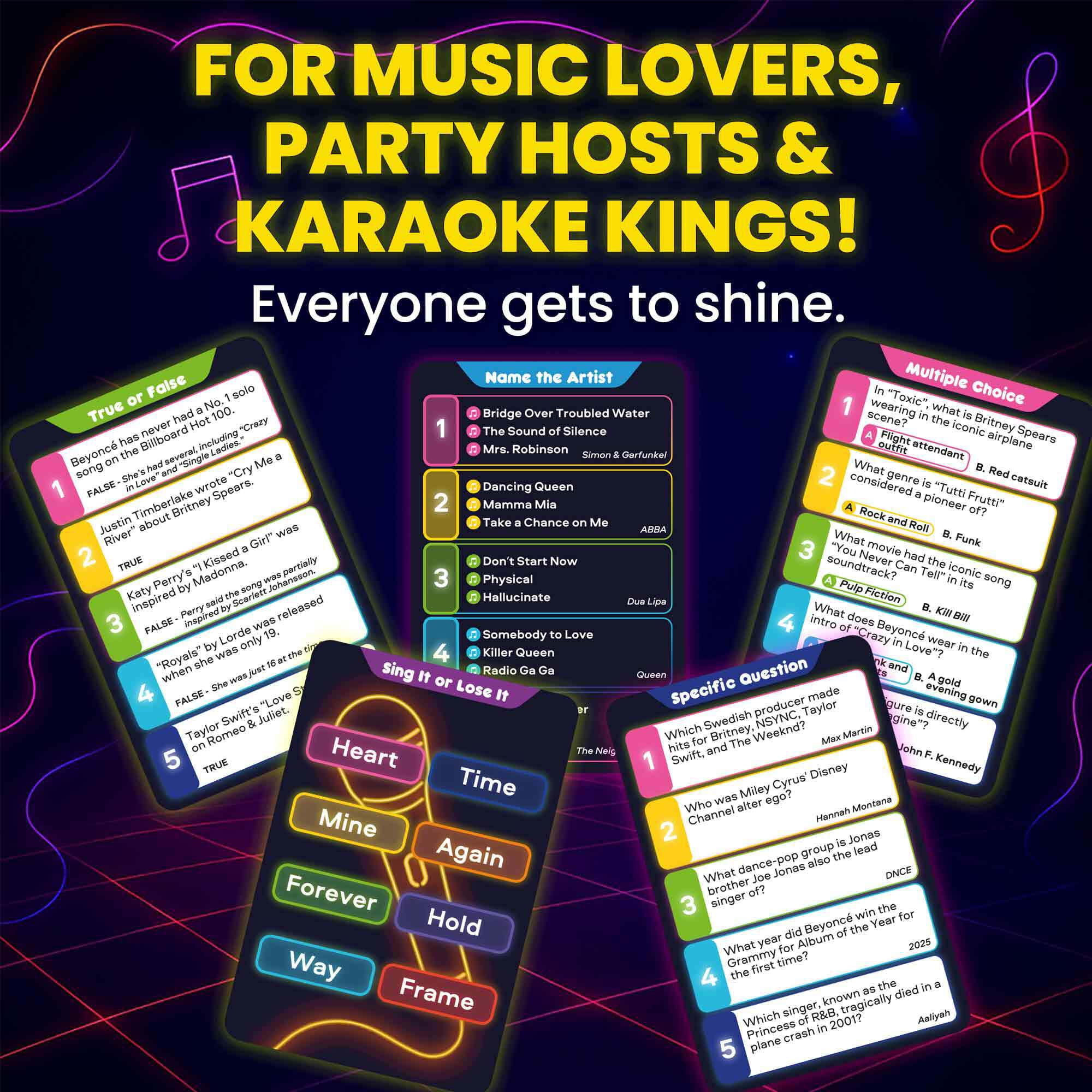 QUOKKA Card Game for Adults - Who Knows Hits Better? Music Trivia Family Party Game