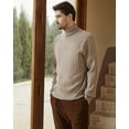 thumbnail image 3 of Kallspin Men's Turtleneck Sweaters Wool Blend High Neck Pullover Sweaters(Coffee,Large), 3 of 7