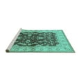 thumbnail image 2 of Ahgly Company Machine Washable Indoor Square Oriental Turquoise Blue Industrial Area Rugs, 5' Square, 2 of 4