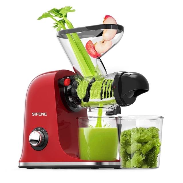 Exprimidor SIFENE Mini de Masticación Lenta Rojo con Motor Silencioso