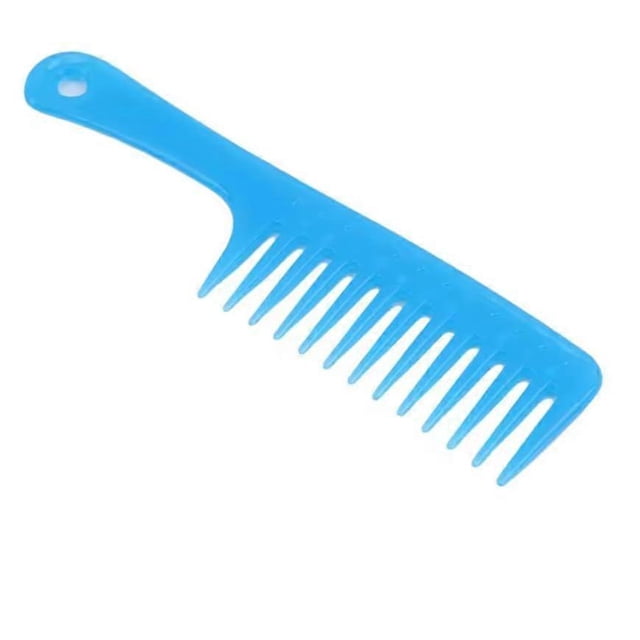 Peine azul de dientes anchos para peinar el cabello, plástico resistente al calor, para todo tipo de cabello, 25 x 6,4 cm.
