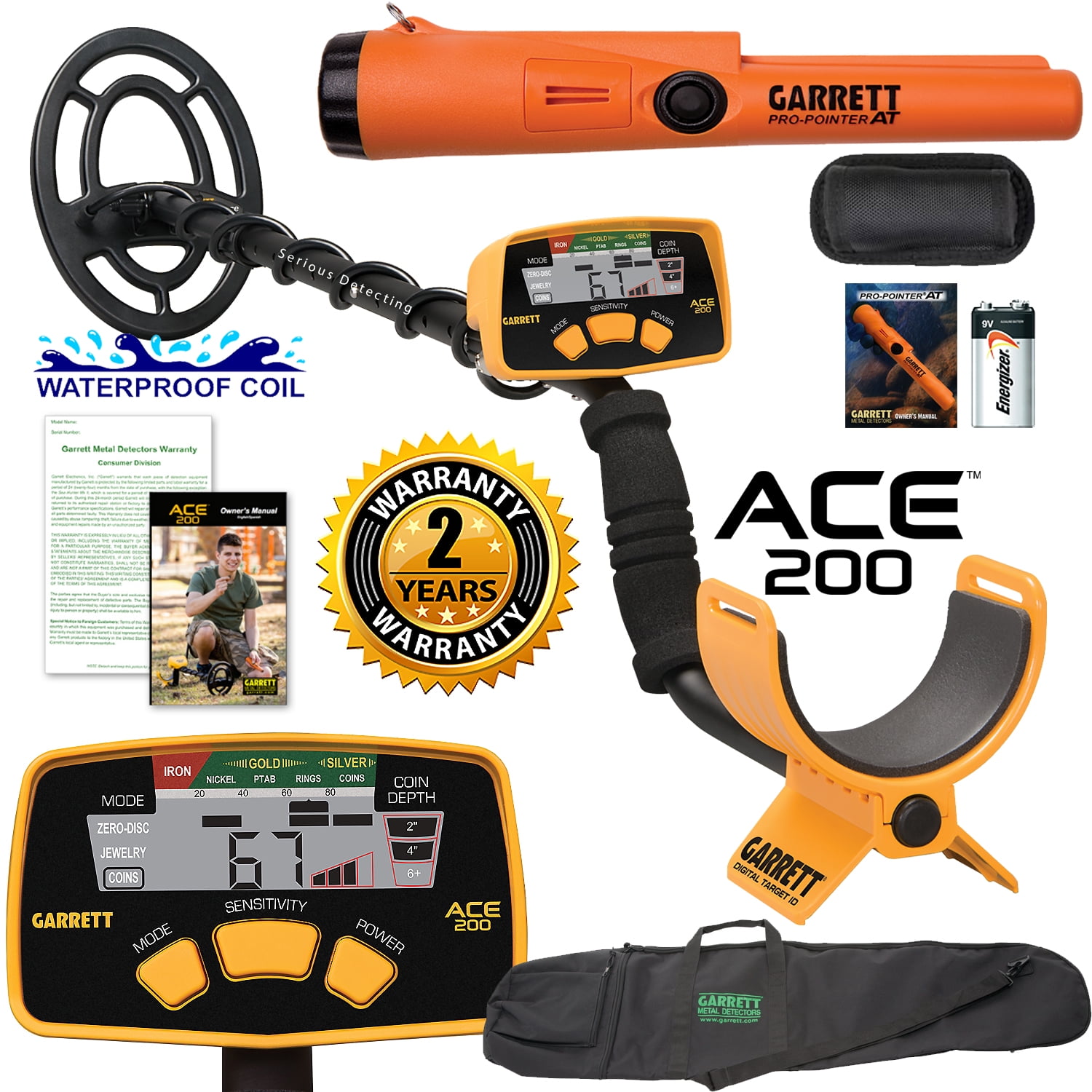 Garrett ACE 250 Metal Detector + Gloves + Cap + Bag + Pro-Pointer II –  Destination Gold Detectors LLC