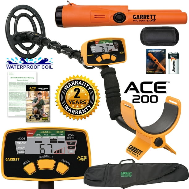 Garrett ACE 200 Metal Detector with Waterproof Coil ProPointer AT and