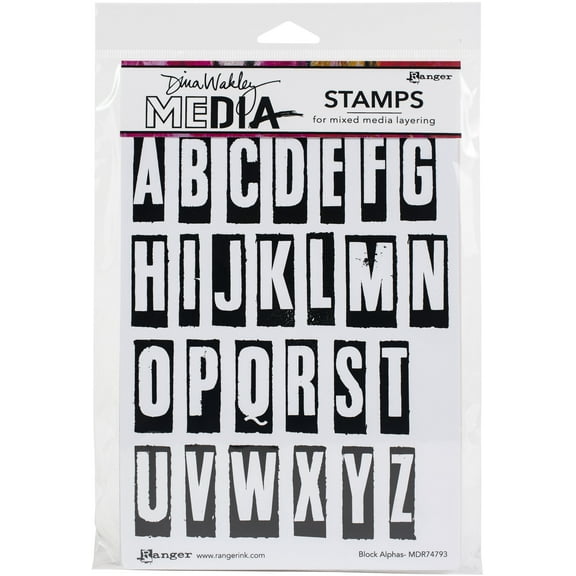 Dina Wakley Media Cling Stamps 6"X9"-Block Alphas