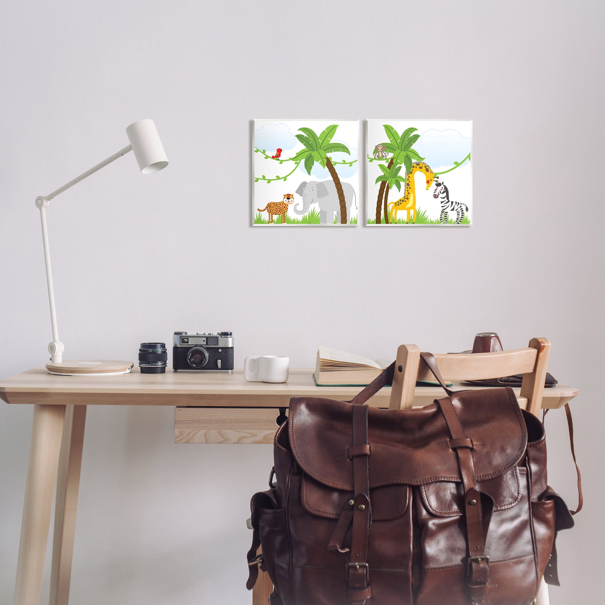 Stupell Industries Jungle Animals Scene Animals & Insects Painting Unframed Art Print Wall Art, 12 x 12, Set of 2