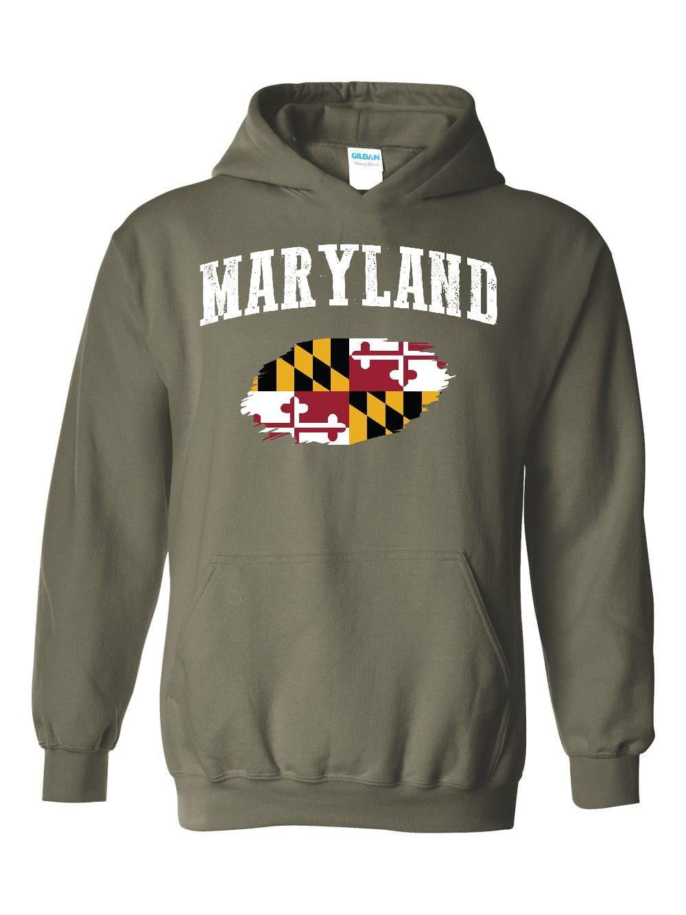 Flag of Maryland State Flag Womens Long Sleeve Pullover Hooded Sweatshirt Top Hoodie with Fleece Lining
