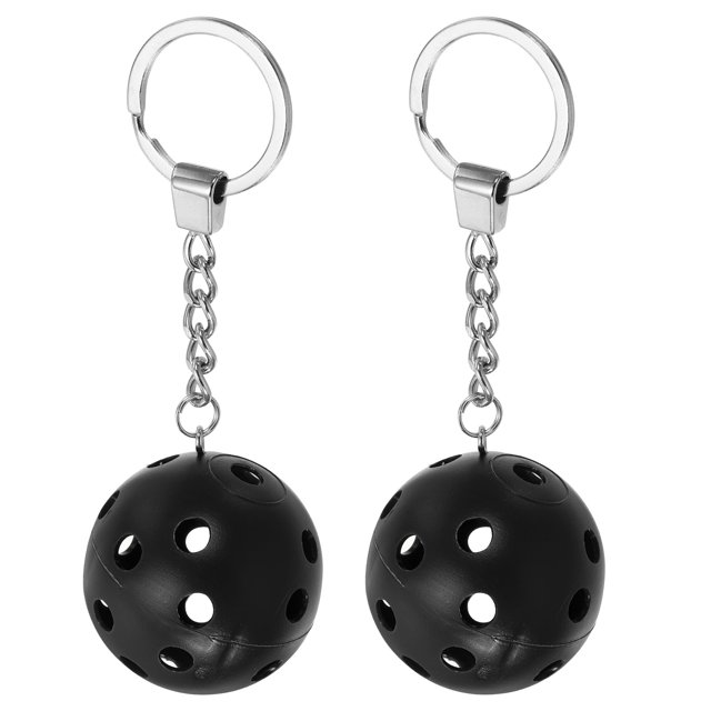 Uxcell Pickleball Keychain Mini Pickleball Ornament for Bags Backpacks Rackets Luggage Tags Party Favors Black 2Pack