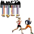 thumbnail image 7 of Running Medal Hangers Display Medal Holder Rack Sports Metal Hanging Athlete Awards Iron Wall Mount Decor over 60+ Medals for Running Marathon Football Black 15.7x5.9 Inch-Miles of Memories, 7 of 7