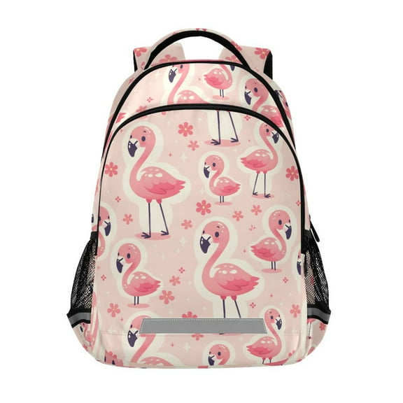 ALAZA Cute Flamingo and Floral Backpack Elementary School Bag Bookbag Travel Rucksack
