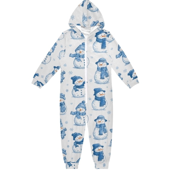 Winter Snowman One Piece Pajamas Soft Jumpsuit Cozy Sleep and Play Romper Zipper and Pockets 4T