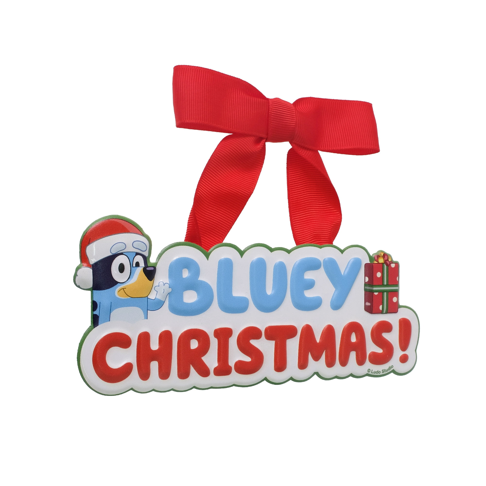 Bluey 6 Inch Metal Christmas Ribbon Sign