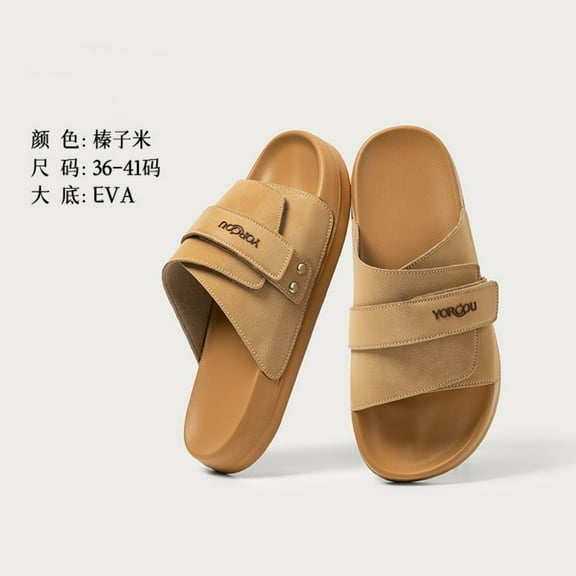 Yougu Summer Single Color EVA Sole Bottom Beach Leather Sandals For Women‘s,Light Beige Size US 7-8