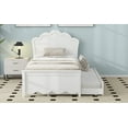 thumbnail image 4 of Bed Frame Twin Size Wood Platform Bed with Headboard and Twin Size Trundle, White, 4 of 8