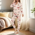 thumbnail image 3 of DISNIMO 2 Pack Womens Pajama Sets Santa Claus Snowflake Printed Long Sleeve Sleepwear with Long Pajama Pants Casusal Pjs Christmas Lounge Sets Casual Loose Loungewear Nightwear, 3 of 7