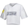 thumbnail image 2 of Women's ZooZatz White Michigan Wolverines Mesh Cropped V-Neck T-Shirt, 2 of 4