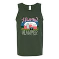 thumbnail image 3 of Happy Glamper | Fancy Camping Camper Van Caravan | Nature Lover Mens Sleeveless Top, Forest Green, M, 3 of 5