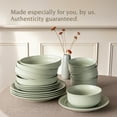 thumbnail image 3 of over&back Rim Dinnerware Set - Stoneware Dishes - Comes with 4 Dinner Plates, Salad Plates, Cereal Bowls, and Dinner Bowls - 16-Piece All-Occasion Place Settings - Serves Four - Semi-Matte Sage, 3 of 8