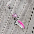 thumbnail image 3 of Body Candy 14G 316L Steel Navel Ring Piercing Pink Accent Feather Southwest Dangle Belly Button Ring, 3 of 3