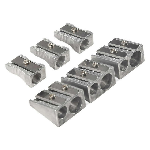 6 Pcs Metal Pencil Sharpeners, Single and Dual Hole Pencil Sharpeners Manual Art Sharpeners for Colo