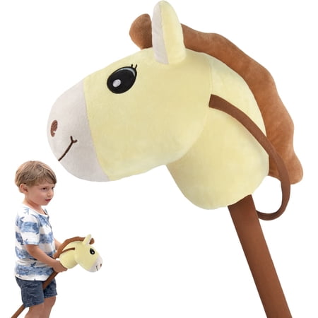 WALIKI TOYS Stick Horse Yellow (plush, for kids and toddlers) toy for 3 + year old girl