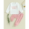 thumbnail image 2 of Wassery Baby Girls Fall Outfits Clothes 6M 12M 18M 24M 3T Infant Girls Long Sleeve Letter Print Sweatshirt Pants Set 2Pcs Casual Autumn Clothing for Toddler Girls, 2 of 8