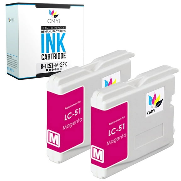 CMYi LC51 Magenta 2-Pack Ink Cartridges compatible for Brother LC51 - MFC 5460CN, 5860CN, 660CN, 665CW, 680CN, 685CW, 845CW, 885CW, DCP 130c, 330c, 350c, 353C, 540CN, 560CN, 750CW, 770CW (2 Magenta)