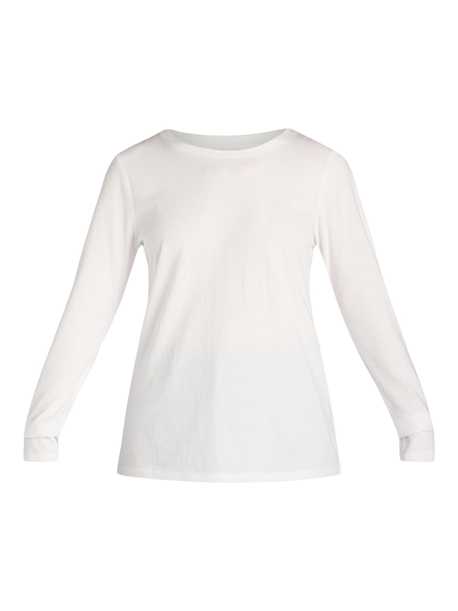 Time and Tru Women's Cotton Crewneck Tee with Long Sleeves, Single and 3 Pack, Sizes XS-XXXL