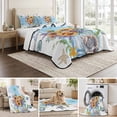 thumbnail image 6 of Twin XL Quilt Set 68''x98'', Coastal Sunflower Lightweight Summer Bedspread Coverlet Set with 2 Pillow Shams, Blue Summer Beach Starfish Shell Breathable All Season Quilt Bedding for Dorm/Guest Room, 6 of 9
