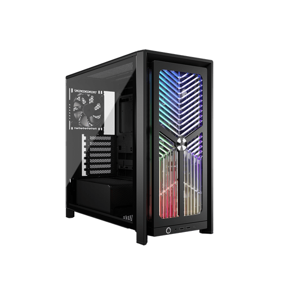 CORSAIR 4000X RS Mid-Tower PC Case, Black - Illuminated front panel RGB - 4x RS120 fans included - Supports dual 360mm radiators - ASUS BTF, MSI Project Zero - Black