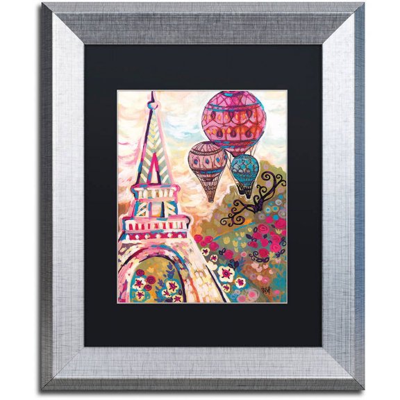 Trademark Fine Art "Ballons Sur Paris" Canvas Art by Natasha Wescoat, Black Matte, Silver Frame