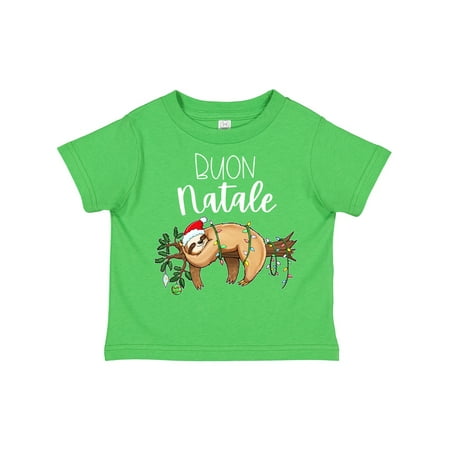 

Inktastic Buon Natale Cute Christmas Sloth in Santa Hat with Lights Gift Toddler Boy or Toddler Girl T-Shirt