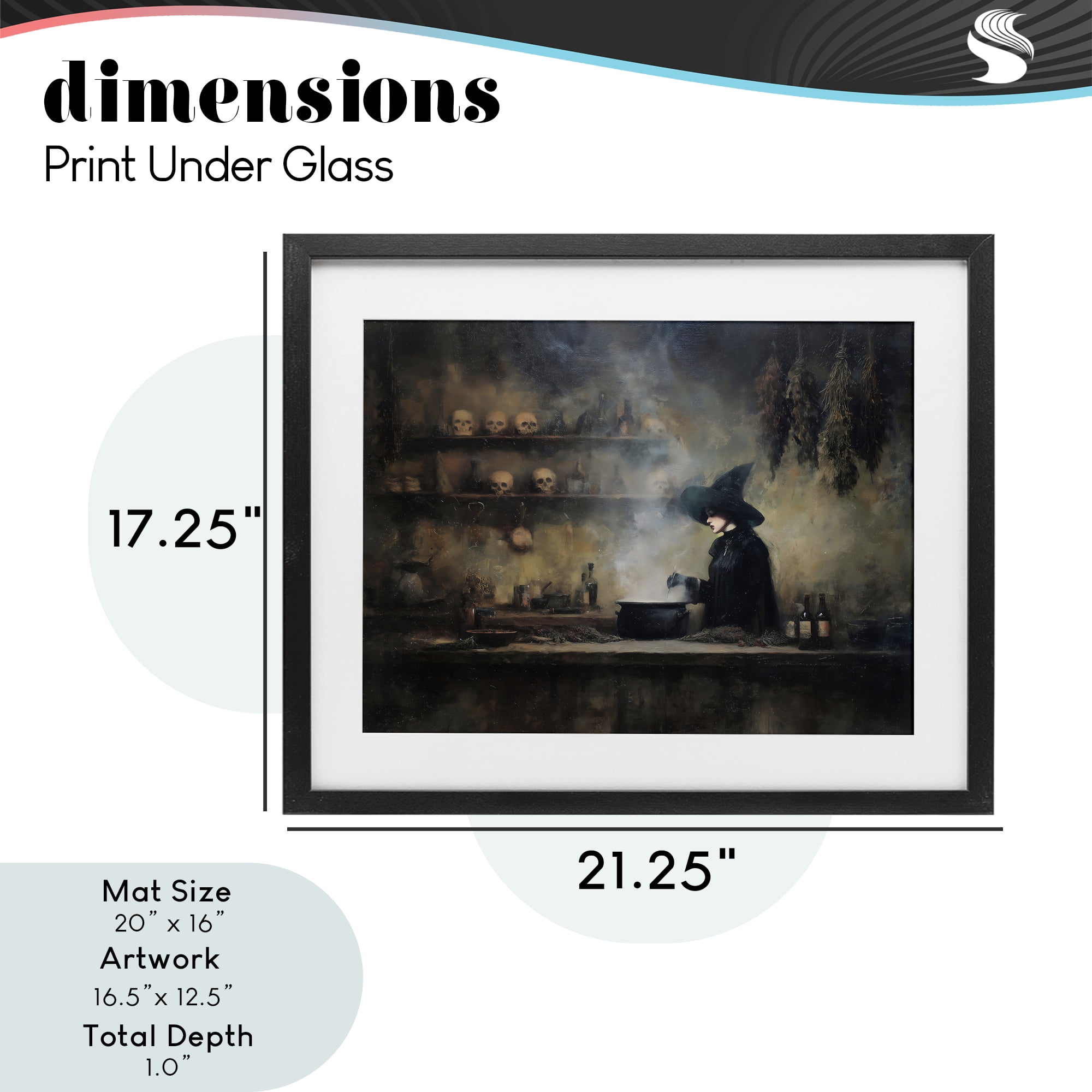 Witch's Cauldron Brew Black Framed Print Under Glass, design by Arlington Prints