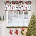 thumbnail image 4 of Valances for Windows Red Poinsettia Berry Christmas Bells Rod Pocket Short Curtain for bathroom living room bedroom Xmas Pine Cones Leaves 1 Panel 42x12in, 4 of 7