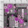 thumbnail image 2 of oneOone Silk Tabby Fuschia Pink Fabric Asian Floral With Geometrical Texture Fabric For Sewing Printed Craft Fabric By The Yard 42 Inch Wide, 2 of 4