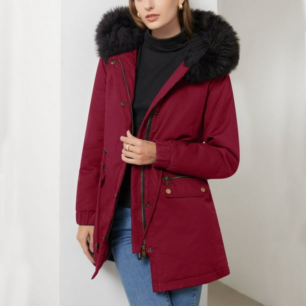 Chaquetas y abrigos casuales con capucha de manga larga para mujer, chaqueta acolchada de polar con cuello y capucha, abrigo cálido para mujer