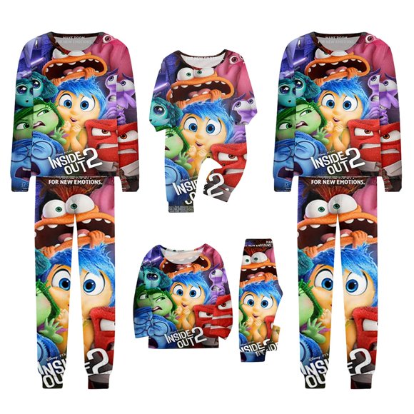 Inside Out Family Matching Christmas Pajamas Sets, 2 Pcs Family Pjs Matching Sets Christmas, The Inside Out Matching Christmas Pjs for Family Couples Women Men Kids Baby