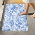 thumbnail image 4 of 2 Piece Bath Mat Set with U-Shaped Toilet Mat and Rectangle Bath Rugs Non Slip Machine Washable Bathroom Mats Blue Watercolor Floral Pattern, 4 of 7