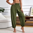 thumbnail image 4 of Oiangi Women's Workout Yoga Pants with Pockets High Waist Stretchy Athletic Pant Fall Comfy Basic Trousers Green 2XL, 4 of 8