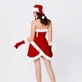 thumbnail image 7 of DHFJKG Christmas Dresses For Women Strapless Fuzzy Trim Irregular Hem Mini Dress With Hat Gloves 3PCS Santa Party Wear Cozy Outfit, 7 of 7