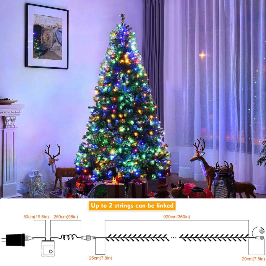 750 LED String Lights Cluster Lights - 41ft Multicolor White Wire Outdoor Waterproof Lights, Plug in Indoor String Lights with 8 Modes & Timer Memory for Xmas, Christmas Tree