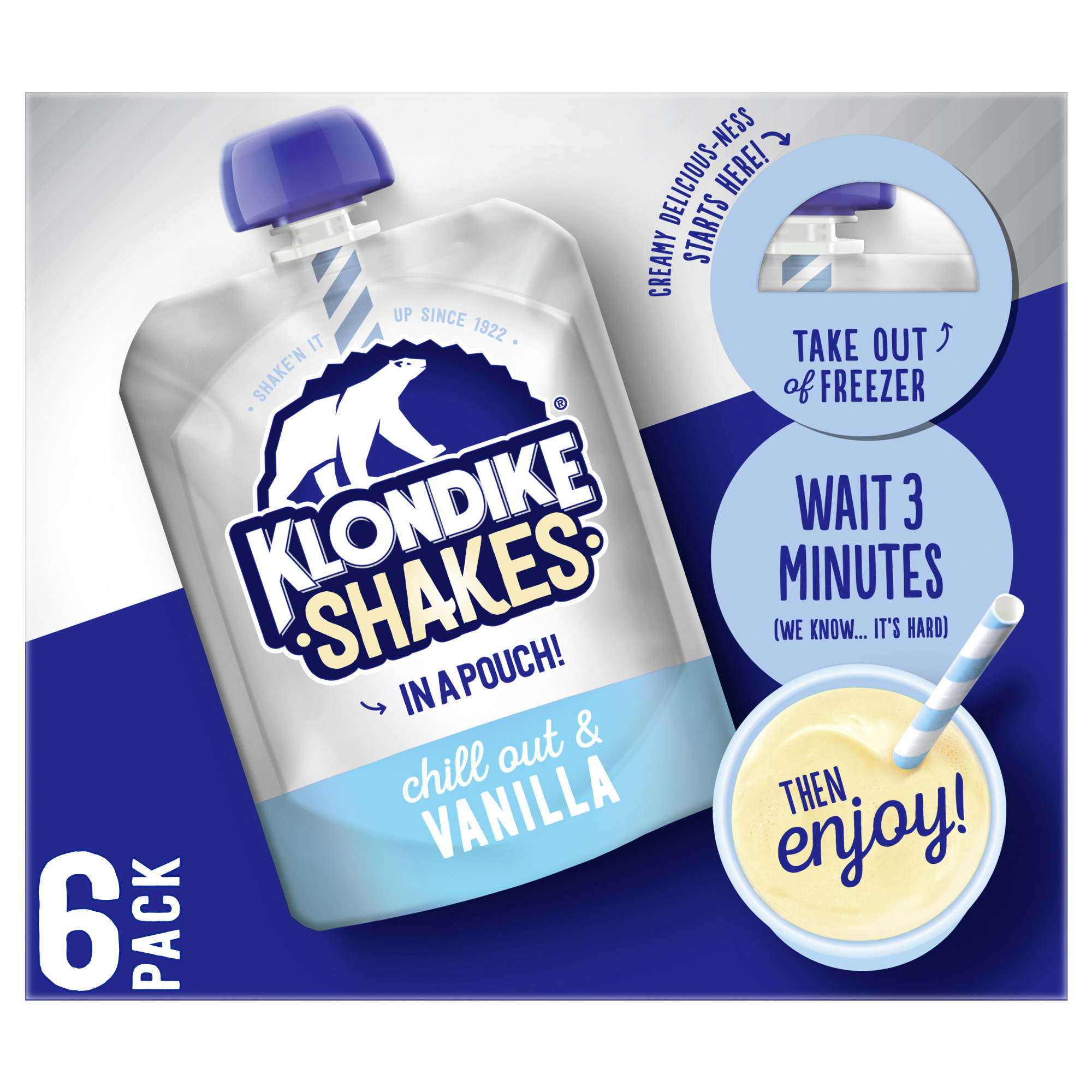 Klondike Frozen Dairy Dessert Shake Chill Out & Vanilla 4.7 fl oz, 6 ct