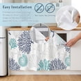 thumbnail image 5 of Teal Blue Grey Coastal Cabinet Curtain 35"Wx35"L,Dustproof Under Sink Skirt W/ Self Adhesive Tape,Summer Beach Coral Shell Starfish Cabinet Curtain Cover for Kitchen Sink,Bathroom Vanity,Laundry Room, 5 of 9