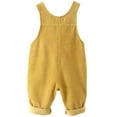 thumbnail image 2 of Baby Boys Girls Bib Overalls Toddler Button Shouler Straps Loose Suspender Pants with Pockets Kids Cute Sleeveless Bodysuit Jumpsuit Outfit Clothes Yellow 4-5T, 2 of 5