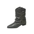 thumbnail image 2 of Viluyesy Womens Slouchy Boots, Low Chunky Heels Wide Calf Pointed Toe Fashion Mid Calf Western Boots Gray, 2 of 8