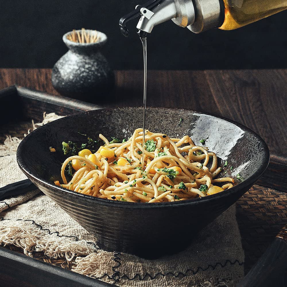 Ceramic Japanese Ramen Noodle Soup Bowl 2 Sets 6 Piece 60 Ounce with Matching...