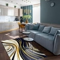thumbnail image 3 of Gold Black Abstract Lines Area Rug, Modern Vortex Light Luxury Indoor Carpet, Washable Soft Durable Comfortable Non-Slip for Living Room Bedroom Dining Room Study Hallway Decor 4x5ft, 3 of 7