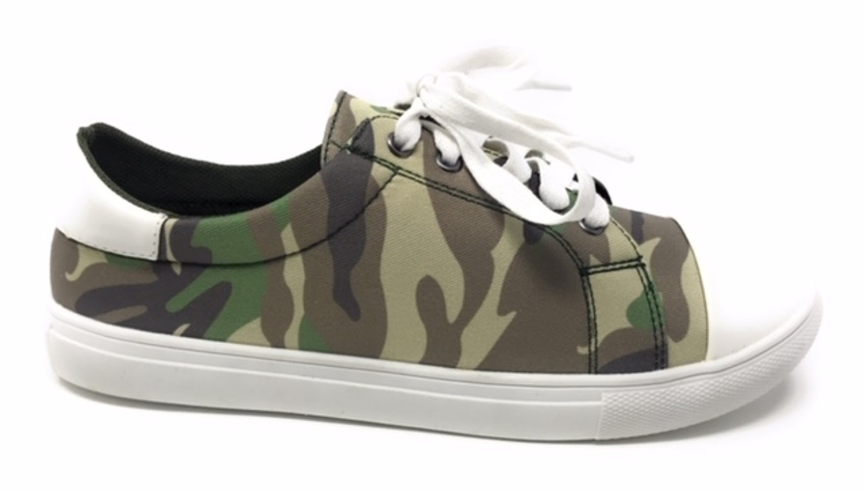 Forever Young Women's Camouflage With Solid White Tipping Lace up Sneakers