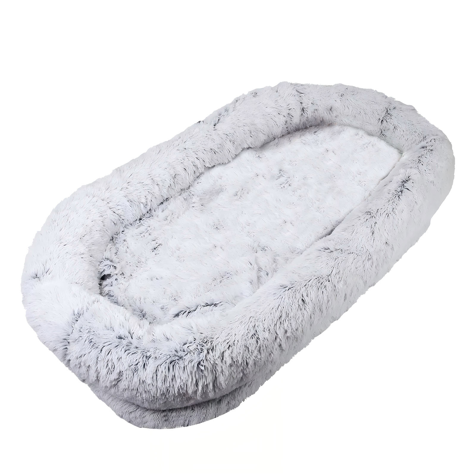 CQSXDA Grey Faux Fur Human Dog Bed 71x45 Inches Washable Orthopedic Sleeping Solution for People and Pets