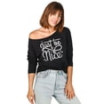 thumbnail image 2 of Just Be Nice Women's Fashion Slouchy 3/4 Sleeves Raglan Lightweight Sweatshirt Black 2X-Large, 2 of 3