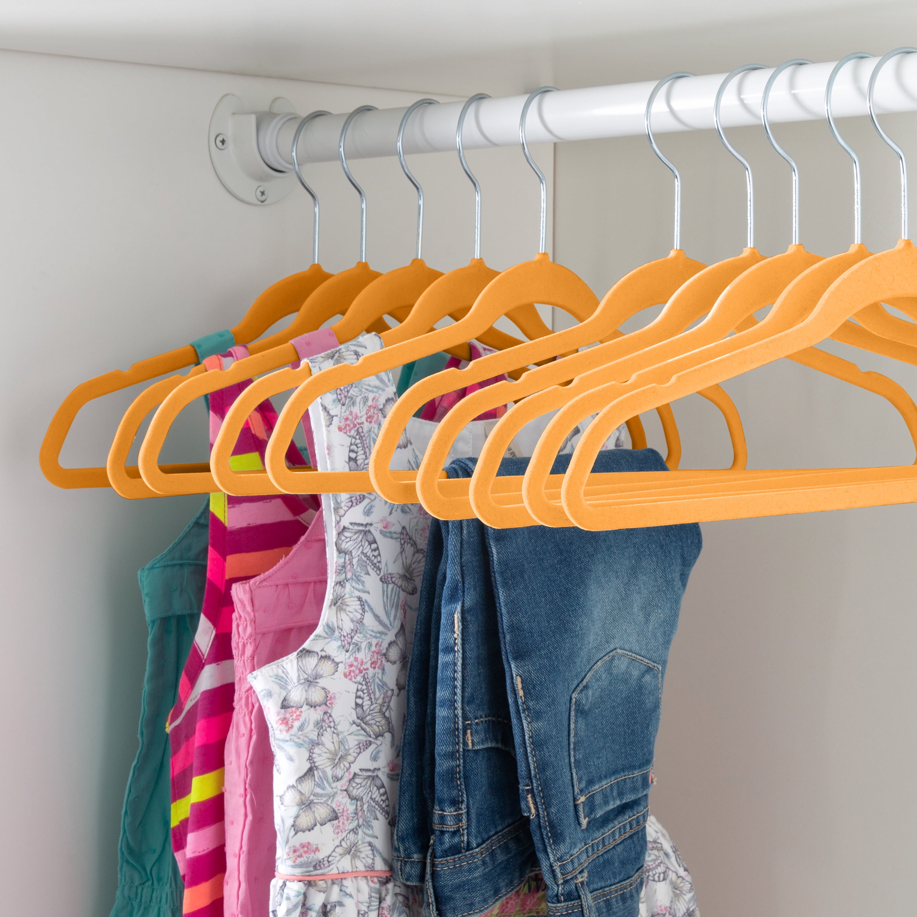 Simplify Kids 50 Pack Velvet Shirt Hangers in Neon Colors